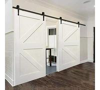 Système de Porte Coulissante, Rail Porte Coulissante avec Roulette, Kit Coulissant pour Systeme Porte Double, Quincaillerie Kit de Rail pour Porte Coulissante (Épée, 366cm)