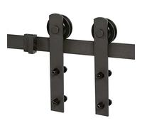 Système de Porte Coulissante, Rail Porte Coulissante avec Roulette, Kit Coulissant pour Systeme Porte, Quincaillerie Kit de Rail pour Porte Coulissante (200cm-Crochets droits)