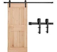 Système de porte coulissante VEVOR rail de 2m, capacité de charge 150kg, adapté à une largeur de 91,4-101,6cm et une épaisseur de 3,5-4,5cm, rail et galet J, noir