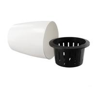 Système de pot de fleurs à arrosage automatique en deux parties avec récipient intérieur en plastique et bassin de rétention d'eau extérieur et corde d'absorption en coton (XL)