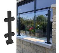 Système de poteaux de balustrade en verre noir - Poteaux de balustrade robustes pour couloirs et terrasses, design au sol, 135 cm de hauteur et élégant