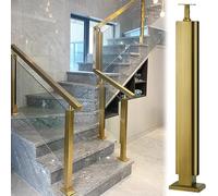 Système de poteaux de garde-corps d'escalier en verre et acier inoxydable doré - Pince de balustrade durable for terrasses, balcons et piscines(Gold Mid Post,70cm)