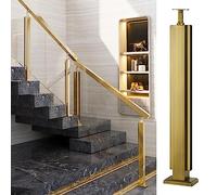 Système de poteaux de garde-corps en acier inoxydable doré for terrasses et patios - for panneaux de verre d'une épaisseur de 3/8" à 1/2"(Gold Mid Post,105cm)