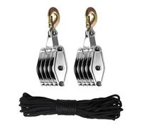 Système de poulie à corde 8:1 Power Lift de 20 m - 4 roues pour culture d'atelier, palan à auvent économiseur d'efforts pour plantation d'intérieur