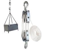 Système de poulie de levage à corde,Système de poulie de levage - Palan à corde robuste,Poulie robuste à résistance à la rupture de 2200 lb, système de poulie de palan à corde, puissance de levage de