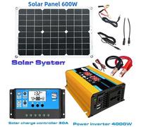 Système de production d'énergie solaire, onduleur 110V/220V 6000W, panneau solaire 12V 30A, contrôleur, Kit complet de production d'énergie, chargeur-Jaune 220V 4000W