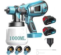 Système de pulvérisation de peinture électrique sans fil pour Makita avec réservoir de 1000 ml, pulvérisateur de peinture avec 3 buses, pulvérisateur de peinture à air comprimé, pistolet pulvérisateur