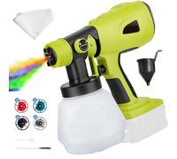Système de pulvérisation de peinture sans fil compatible avec batterie Ryobi 18 V, pistolet à peinture électrique, portable, avec 4 buses, 3 motifs, récipient de 1000 ml pour peindre meubles,