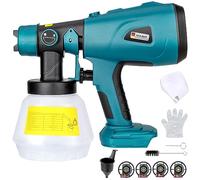 Système de pulvérisation de peinture sans fil pour batterie Makita 18 V, pistolet à peinture HVLP 200 W avec réservoir de 1000 ml, 4 buses, 3 motifs de pulvérisation, pour travaux de bricolage, murs,