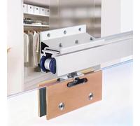 Système de quincaillerie coulissante à Fermeture Douce pour armoires, Rail de Porte de Douche coulissante avec Supports muraux, pour Portes en Verre trempé de 8 à 12 mm (Argent-Blanc, 210 cm)