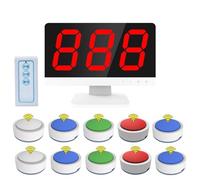 Système de quiz sans fil avec télécommande - Comprend 1 unité de contrôle et 10 buzzers de réponse pour jeux télévisés, concours scolaires et quiz de fête