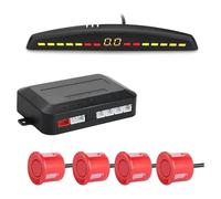 Système De Radar De Recul Kit Capteur Stationnement Radar Recul Arrière pour Voiture Écran Rétroéclairé 22 Mm Moniteur Alarme Sécurité(Rouge)