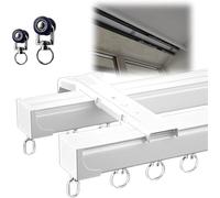 Système de rail à double rideau robuste - Design élégant en aluminium caché pour montage au plafond ou au mur - Rails coulissants lisses - Idéal pour la décoration de la maison et du bureau