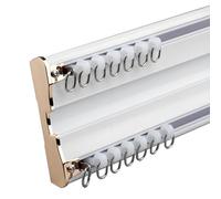 Système de rail à rideaux à 2 couches en aluminium silencieux pour rideaux de fenêtre et cloisons de séparation de pièce, tringle de 2,1 m, montage au plafond, facile à installer et élégant