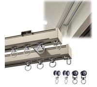 Système de rail à rideaux double de 1 à 8 m - Ensemble complet avec 2 tringles - Séparateur de pièce - Solution polyvalente de décoration d'intérieur pour espaces élégants.