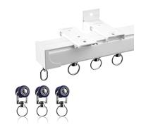 Système de rail coulissant en aluminium robuste avec rouleaux silencieux, solution polyvalente montée au plafond pour rideaux et auvents, 1 m de long, finition blanche