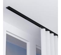 Système de rail coulissant extra long de 3,5 m pour montage au plafond - Rail en aluminium noir robuste de 2 mm d'épaisseur pour usage domestique et commercial Solution idéale pour séparer la pièce