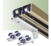 Système de Rail Coulissant pour Porte de Placard, Rail de Plafond Invisible en Aluminium de 1,7 m (5,5 pi) pour Panneaux muraux et Portes de Placard - Finition Champagne, Fonctionnement flui