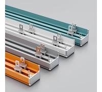 Système de rail Curt Track avec rouleaux silencieux, tige réglable de 2,7 m (2 x 1,35 m) pour salon, chambre à coucher et séparateur de pièce, montage mural ou au plafond