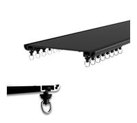 Système de rail de montage au plafond à double voie en aluminium ultra fin - Séparateur de pièce polyvalent pour salon et chambre à coucher, disponible en 120 à 500 cm (noir carbonisé, taille : 190 cm