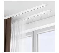 Système de rail de plafond à double voie, séparateur de pièce avec rouleaux silencieux, tringle à rideaux robuste pour salon, chambre à coucher, placard, portes coulissantes, finition blanche, 3,5 m