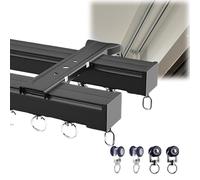 Système de rail de plafond double réglable de 1 à 8 m avec 2 rails de séparation, idéal pour séparer une pièce et des solutions de draperie élégantes.