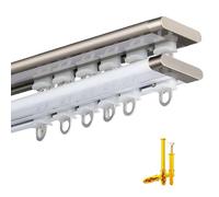 Système de rail de plafond en alliage d'aluminium ultra fin de 1,7 m avec rouleaux et hoo - Parfait pour la maison, l'hôpital (champagne)