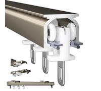 Système de rail de plafond en aluminium de 50 à 600 cm - Ensemble de rails lourds pour rideaux, séparateurs de pièce, portes coulissantes, avec glissières lisses pour une installation facile