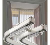 Système de rail de plafond et mural en alliage d'aluminium - Double rail incurvé avec raccords pour une installation facile, un fonctionnement fluide, montage flexible pour la maison et le bureau