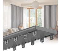 Système de Rail de Plafond réglable en Aluminium de 5,6 mètres - Double Rail de 18,4 Pieds, Convient aux plafonds et aux cabines de Douche, idéal pour des espaces tels Que Les Salons (Argent