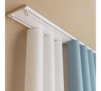 Système de rail de plafond robuste à double rangée - Rails coulissants réglables de 4,6 m pour cloisons de pièces, crochets roulants, parfait pour chambres et espaces de vie (blanc, 4,6 m)