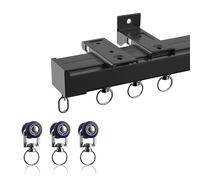 Système de rail de plafond robuste en aluminium de 1,8 m avec ruban adhésif silencieux et rouleaux lisses, rail carré polyvalent noir pour rideaux, rideaux et auvents