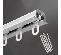 Système de rail de porte coulissante robuste blanc de 2,6 m avec crochets, fonctionnement silencieux pour chambre à coucher, parfait pour la décoration de la maison