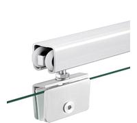 Système de rail de porte de placard coulissant - Kit de quincaillerie réglable en aluminium - Rail à rouleau silencieux - Longueur personnalisable : 50 300 cm - Montage supérieur - Argent A (260 cm)