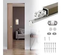 Système de rail de porte de poche de 1,8 m - Montage sur le dessus 6 roues pour porte de grange coulissante pour armoire, placard, contournement des portes intérieures, installation facile