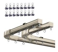 Système de rail de rideau 3 m/4 m/5 m/6 m pour fenêtres droites et baies vitrées, roues à roulement universelles, poulie silencieuse, rail simple/double, idéal pour les camping-cars et les séparateurs