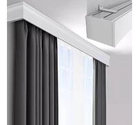 Système de rail de rideau blanc - Boîte de cantonnière murale avec double rail support 3 en 1 pour baies vitrées, tringles de séparation de pièce robustes 200 cm