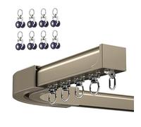 Système De Rail De Rideau Coulissant 3m 4m 5m, Tringle À Rideaux Courbe Et Droite, Aluminium Séparateur De Pièce Durabilité Pour Baies Vitrées, Rideaux D'intimité Occultants, Rideaux De Douche