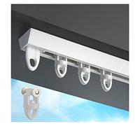 Système de rail de rideau coulissant en alliage d'aluminium ultra fin for cloison de séparation d'intimité, tringle de montage au plafond for placard, buanderie et gazebo, design sans couture, couleur