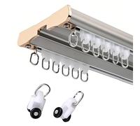 Système de rail de rideau de plafond à double rangée - Gris - 2,6 m - Rails lisses pour une meilleure intimité dans les espaces ouverts - Parfait pour la décoration d'intérieur et la séparation des