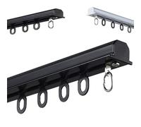 Système de rail de rideau de plafond noir de 1,6 m - Rail de rideau encastré caché facile à installer et silencieux, idéal pour décoration d'intérieur et traitement de fenêtre