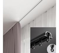 Système de rail de rideau de plafond noir de 3,2 m - Rail coulissant silencieux pour cuisine et douche, support en métal durable, idéal pour les rideaux personnalisés et solutions peu encombrantes