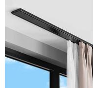 Système de rail de rideau double en aluminium à 2 couches facile à installer pour séparateur de pièce et décoration d'intérieur Noir élégant 1,7 m