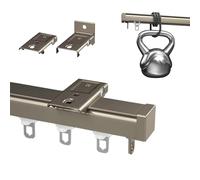 Système de rail de rideau en aluminium de 0,5 à 6 m, support mural et de plafond, doré, idéal pour pergola et rideaux de baignoire extérieure, 100 cm de long, solution durable et élégante