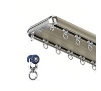Système de rail de rideau en aluminium robuste - Double rail monté au plafond de 3,7 m pour chambres et hôtels - Rails de rideaux polyvalents champagne avec 6 options de longueur : 8,1 cm/2,8 m/33,1