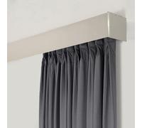 Système de rail de rideau en métal pour chambre à coucher, bureau et salon 2. Kit polyvalent de séparation de pièce gris avec tringle élégante pour décoration d'intérieur, installation facile