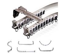 Système de rail de rideau flexible en aluminium - Double rail pour montage au plafond ou au mur Design incurvé pour camping-car et baie Longueur réglable de 1 m à 5 m - Installation facile