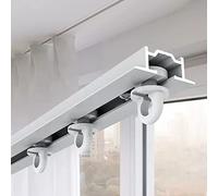 Système de rail de rideau invisible encastré avec raccords à vis 4 m - Tringle de séparation pré-construite pour baie vitrée, balcon, douche - Couleur blanche idéale pour rideaux coulissants lisses