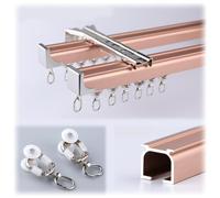 Système de rail de rideau mural à 2 couches avec rouleaux silencieux, idéal pour la maison, l'école, l'hôpital et une utilisation commerciale, rose, 350 cm de long, parfait pour les familles