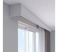 Système de rail de rideau robuste 3 en 1 avec boîte à cantonnière, double rail pour montage au plafond et mur, séparateur de pièce moderne et solution de décoration d'intérieur (montage au plafond